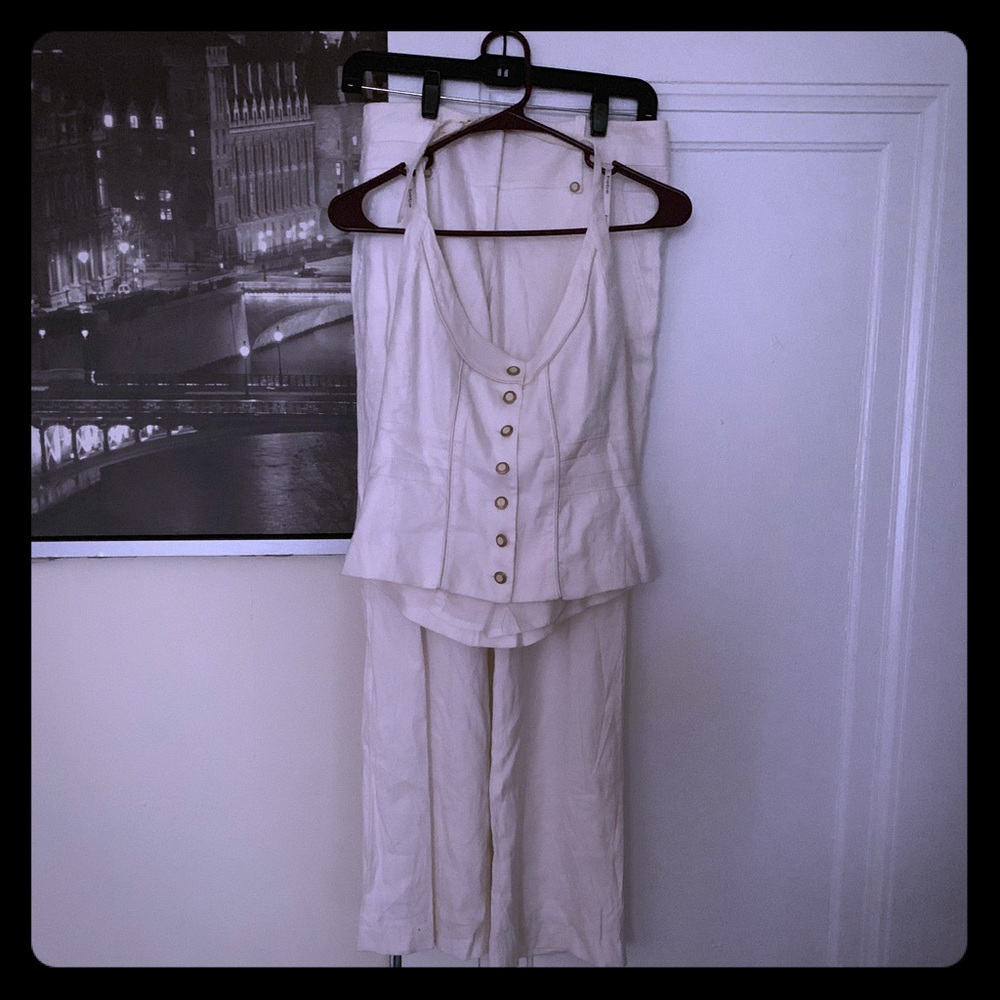 Bebe pant suit w/ neck strap top